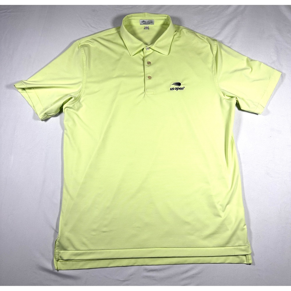 Peter Millar Summer Comfort US Open Polo Shirt Mens Large Lime Green Stripe L - Picture 6 of 6